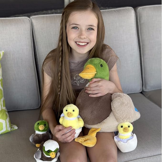 MaoGoLan 6Pcs Plush Duck Toys Duck Stuffed Animals Bulk Large Stuffed Mallard Mom with 4 Ducklings & Eggs Inside - Farm Animals Party Favors Baby Shower Decorations Christmas Birthday Gifts