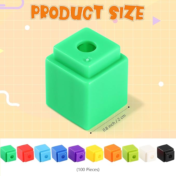 100 Pcs Green Gecko Linking Cubes for Math Counting Cubes Manipulatives Plastic Counting Block Manipulative Classroom Learning Supplies for Educational Preschool Activities (Green Gecko)