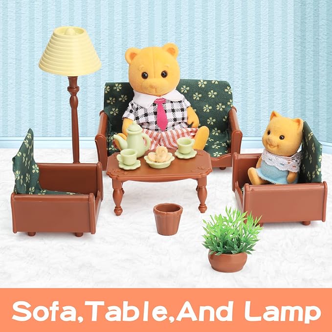 Dollhouse Furniture Set for Kids Toys Miniature Doll House Accessories Pretend Play Toys for Boys Girls & Toddlers Age 3+ with Living Room