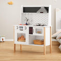 DlandHome Kids Kitchen Playset, Pretend Kitchen Playset with Real Lights & Sounds, Chef Pretend Play Set with Sink Oven Microwave, Ideal Role Play Toy Gift for Toddlers and Kids Ages 3+, White