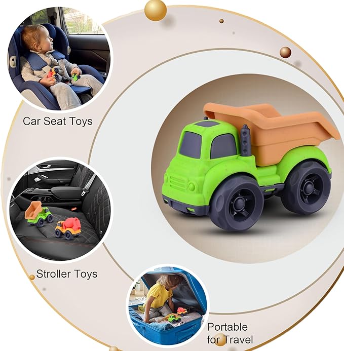 Dump Truck Toys for 3 Year Old Boys, BPA Free, Phthalates Free, PVC, Dump Truck, Mixer Cement, Easter Christmas Birthday Gifts for 2 3 4 Year Boy Girl. Dishwasher Safe,Recycled Plastic (green)