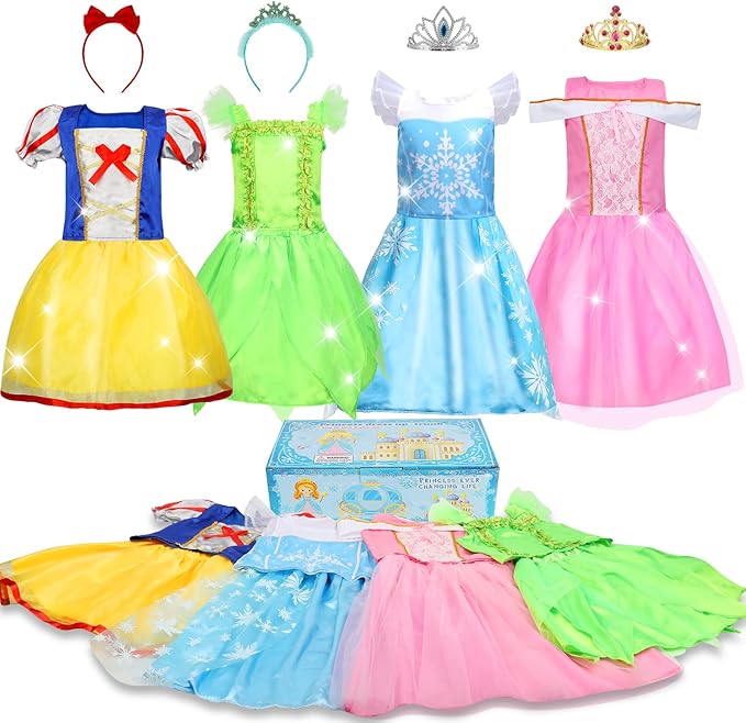 Princess Dress Up for Girls 4-6, Dress Up Clothes for Little Girls 3t-4t