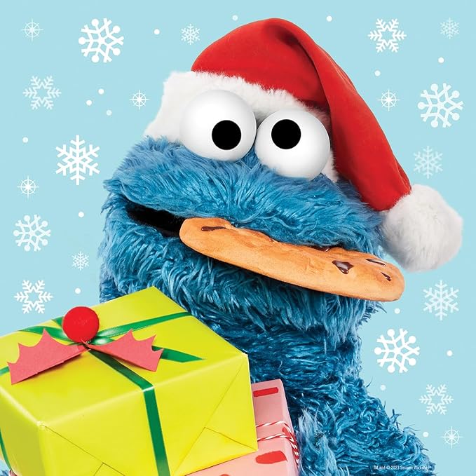 Masterpieces Sesame Street 25 Piece Holiday Jigsaw Puzzle for Kids - Cookie Monster Game - 10"x10" - Ages 12+ - Problem Solving & Hand-Eye Coordination
