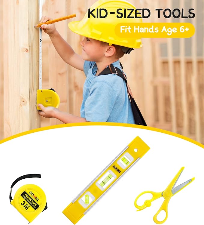 DOWELL Kids Tool Set with Tool Bag including Real Metal Hand Tools for Boys& Girls, Children&Junior Learning Tool Kit for Home DIY, Age 8+