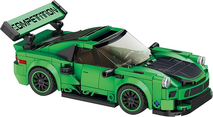 Block Builder Green Porsche 911 Racing Car Building Block Set, Newly Designed Racing Car Building Blocks for Kids and Adults
