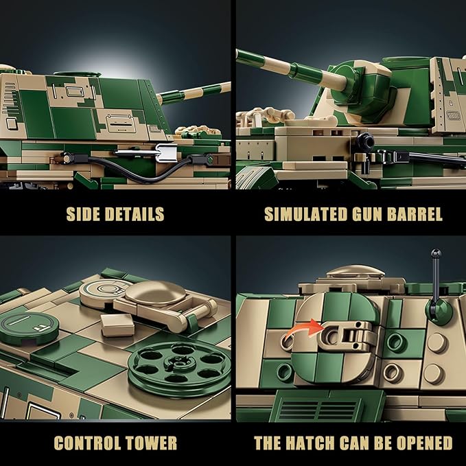 Elefant Tank Destroyer Building Set for Adults-Compatible with Lego Military, Collectible Army Model, Gift Ideal for Military Enthusiasts (826 PCS)