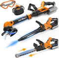 3-IN-1 Kids Garden Tools with Lights and Sounds, Weed Wacker Toy, Leaf Blower Toy, and Hedge Trimmer, Yard Tools Outdoor toys for Boys Pretend Role Play, Christmas Birthday Gifts for Kids 3,4,5,6,7,8+