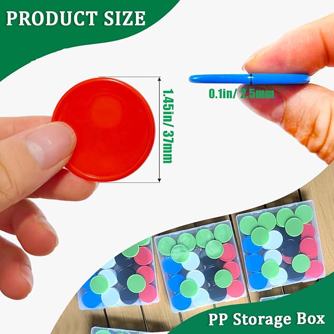 100 PCS Plastic Poker Chips Set, 1.45 Inch Colored Bingo Game Chips, Casino Chip for Game Tokens, Math Learning Counters for Ki ds Classroom, Blackjack, Party or Family Poker Card Games, Texas Hold'em