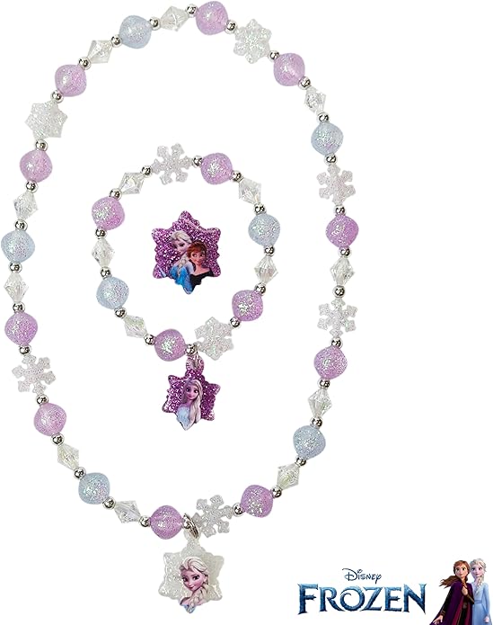 LUV HER Girls Jewelry Set - Dress Up Toy Jewelry Box Set with Bead Necklaces, Bracelets, and Rings - Frozen Play Accessories - Ages 3+