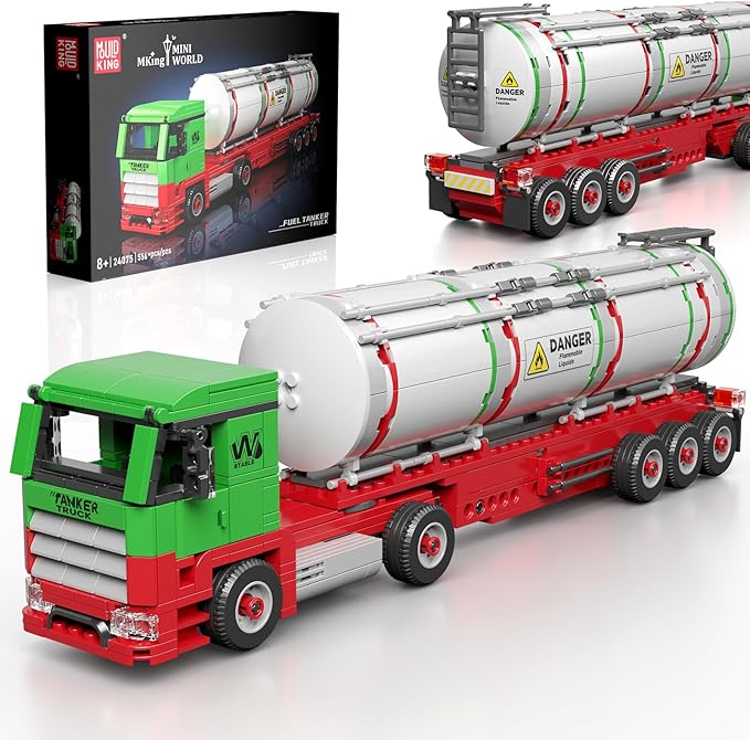 Mould King Tanker Truck Building Set, Realistic American Style Oil Tanker Model for Boys/Girls Ages 8+, 24075 STEM Toy Vehicles with Detailed Interior, Collectible Model for Adults (556 PCS)