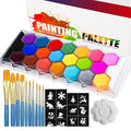 22 Colors Professional Face Body Paint Kit, Face & Body Paint Kit for Halloween,including 22 Colors Face&Body Paint,10 smooth Blue Brushes,30 sheets Black White Special Effects