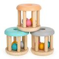 DUCKBOXX XX Montessori Infant Educational Toys, Natural Wood Rolling Rattle Toy, Early Learning Toy for Developing Fine Motor Skills and Color Recognition, for Ages 0m–2yrs (Burlywood Base - 3pcs)