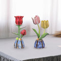 Jege 3D Flowers Wooden Puzzles for Adults,DIY Wooden 2 Flowers per Kit Building Set for Home Decor, Creative Craft Gift Toys Kits with 2 Perfume Bottles and Diffuser Sticks (Rose + Tulip)
