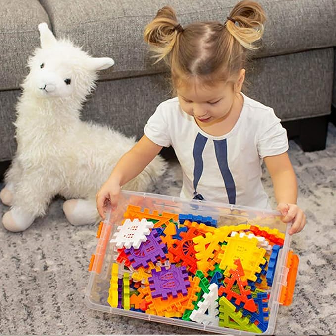 Waffle Blocks STEM Building Toys for Kids Ages 4-8, Large Kids Building Blocks with Toy Storage Container – Kindergarten Toys Preschool manipulatives Toddler Toys