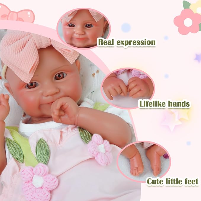 Special Edition, Girl 20 in, Full Silicone Baby Doll, Realistic Baby Dolls, Realistic Veins & Pose, Not Vinyl, Reborn Baby Dolls Silicone Full Body, Gift Set