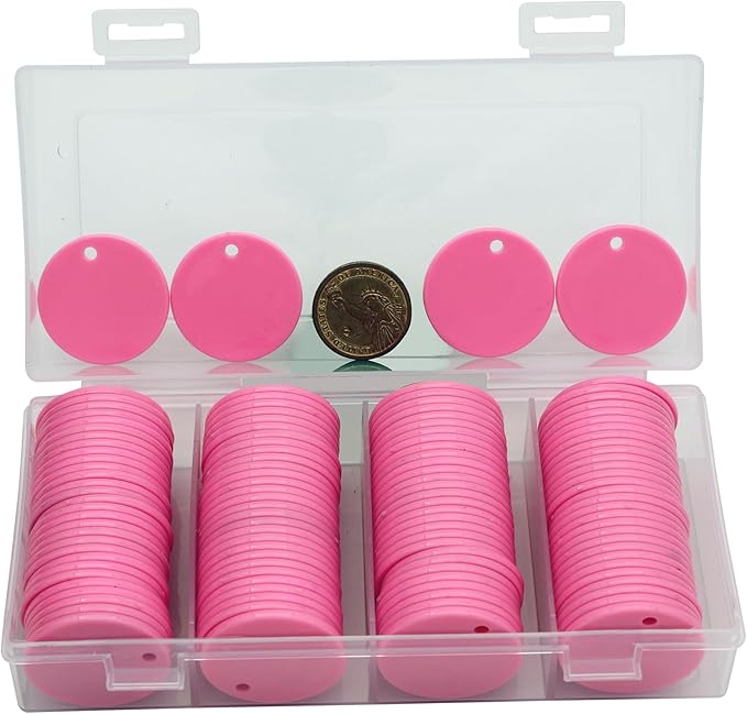 35MM with Holes, 120 Pieces per Box of Plastic Poker Chips - Perfect for Bar Activities, Teaching Games, and Customizable Accessories with Text.