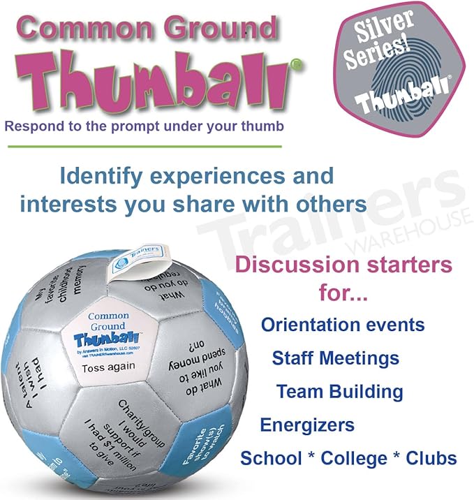 Trainers Warehouse 6" Thumball Collection, 32 Prompts for Conversation, Team Building, Relationship and Training