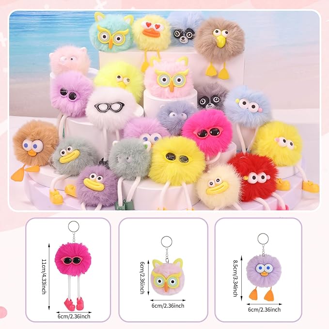 24 PCs Kids Keychains - Keychain Cute for Birthday Back-to-school Goodie Bags Pinata Toys Classroom Prizes Elementary Carnival Prizes in Bulk Party Favors 8-12 Back to School Gift