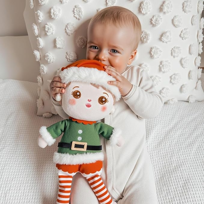 OUOZZZ Christmas Soft Baby Doll Toys for 1 Year Old Girl Gifts | Christmas Plush Toys Gift Collecting and Decorating for Toddlers Kids Infants 15"