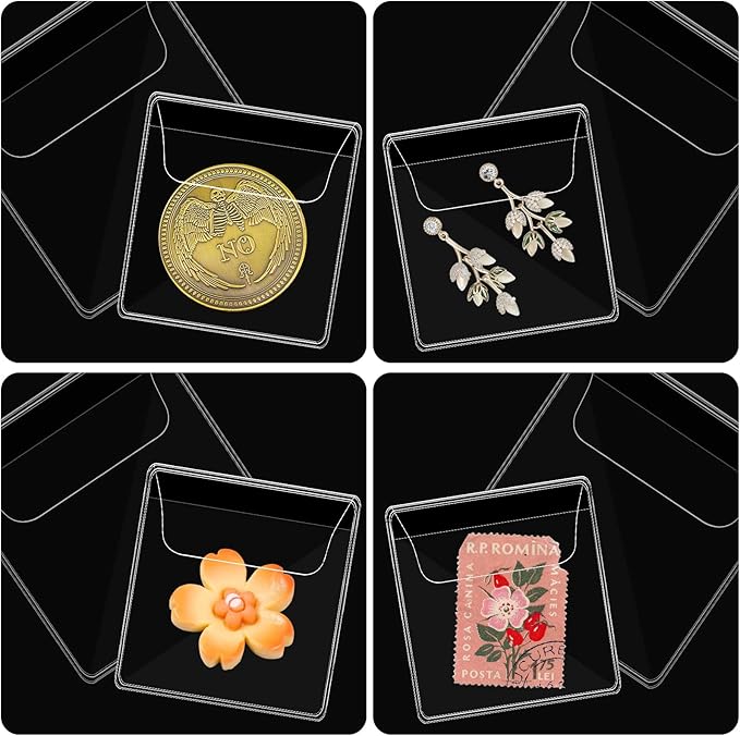 50 Pcs Plastic Coin Sleeves, 2.1 x 2.1 Inch Individual Coin Protector for Collectors