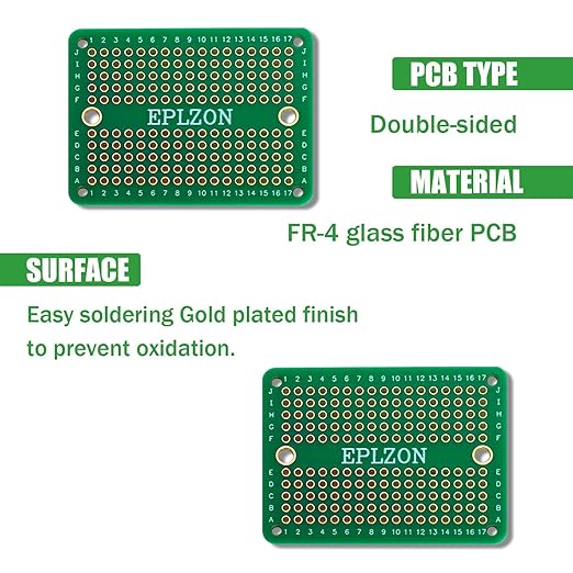 Solderable Breadboard Mini PCB Board Gold-Plated Solder Breadboard for DIY Electronics Projects Apply to Soldering Projects 2.0"x1.5" Mixed Color(Pack of 10 Pcs,Green)