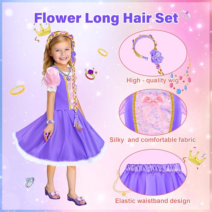 Princess Dress Up for Girl - Dress up Clothes for Toddler Girl, Princess Toys Christmas Birthday Gifts