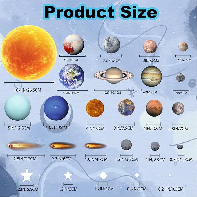 Solar System Wall Decals Glow in The Dark Stars, 965 PCS Stars and Planets Wall Stickers, Baby Nursery Glow Meteorite for Ceiling, Birthday Christmas Gift for Boys and Girls（Green）