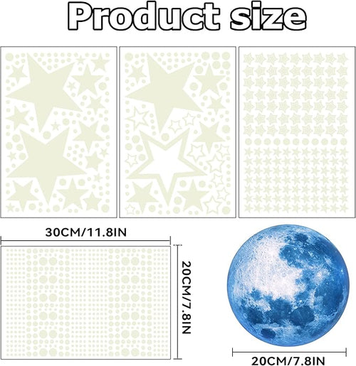 1078Pcs Glow in The Dark Stars for Ceiling Glowing Space and Moon Decals Universe Stickers Kids Wall Decor Perfect for Boys Girls Nursery Bedroom Living Room