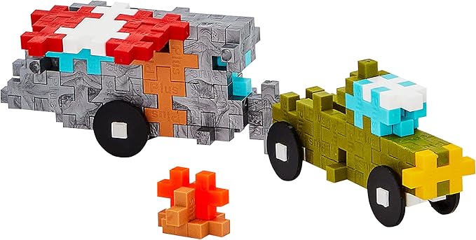 Plus Plus Vehicle Building Block Kit, 3D Puzzle Stem Toy for Kids, 70 Interlocking Pieces - Trailer Mini Maker Tube
