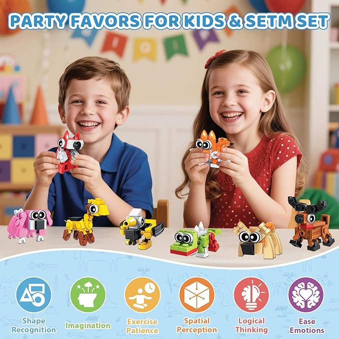 30 Pack Party Favors Building Set for Kids, 750 Pcs Mini Animal 3-in-1 Building Block Kit Sets, Goodie Bags Stuffers for Kids Classroom Prizes Birthday, Best Gifts for Boys Girls Ages 6+
