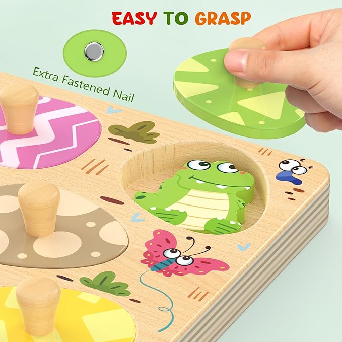 Wooden Puzzles for Toddlers, 8 Pcs Animal Matching Egg Puzzle, Montessori Toys for Boy Girl Easter Birthday Gifts, Preschool Learning Activities & Educational Toys for Boys, Girls