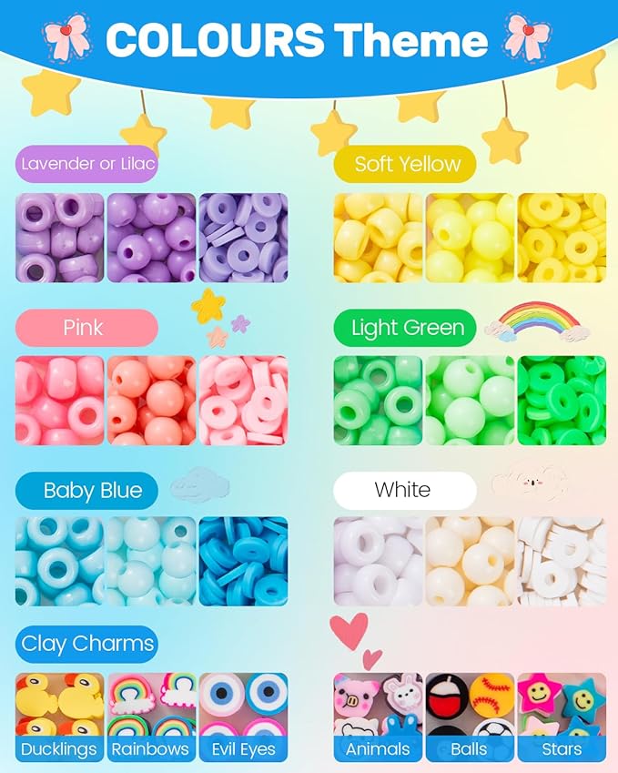 Taybonds DIY Bracelet Making Kit for Kids Age 6+, 1400+ Pcs Jewelry Making Ket with Polymer Clay Charms, Alphabet Beads, Pony, Pearl and Clay Beads, Unicorn Mermaid Panda Charms for Crafting Gifts