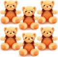 HyDren 6 Pcs Bear Stuffed Animal Plush Toys Soft Plush Dolls Bear Sleeping and Playing Toys for Baby Shower Decoration Boy(Short Plush,Brown)