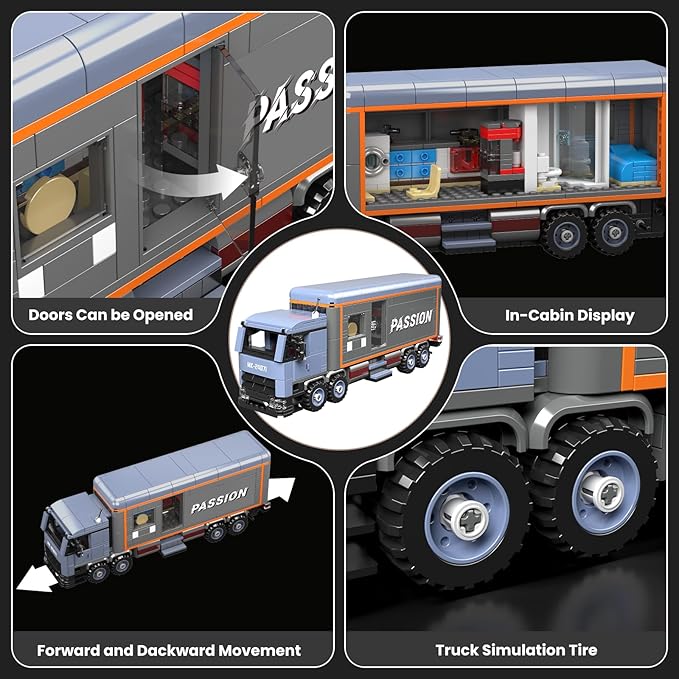 Mould King Heavy-Duty RV Truck Building Set, Realistic American Motorhome Truck Model for Kids Ages 8+, 24071 STEM Toy Vehicles with Detailed Interior, Display and Collection for Adult (615 PCS)