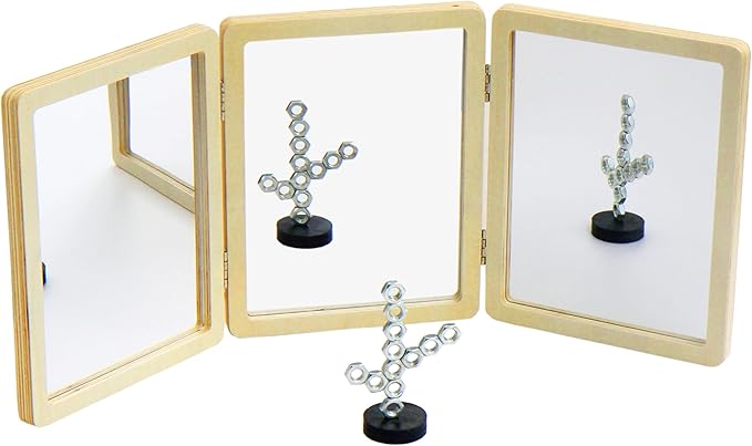 Tummy Time Mirror with 3 Panels, Montessori & Reggio-Inspired, Light Table Accessory Mirror, Multi-Angle Observation Mirror for Science Classroom in Preschool & Kindergarten (Middle Size)