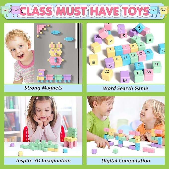 45PCS Magnetic Blocks - Toddler Girl Toys, Magnet Building Blocks, STEM Sensory Outdoor Autism Toys for 3-5 Year Old Boys & Girls, Magnetic Cubes Classroom Must Haves for Kids Ages 3+