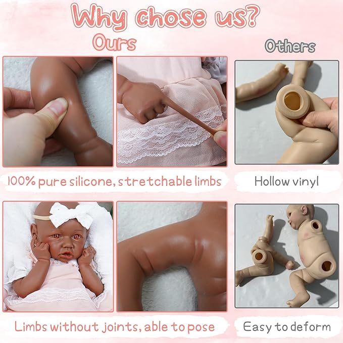 Reborn Baby Dolls Silicone Full Body 19.88in Weighted Real Life Open-Eyes Girl Dolls Lifelike Newborn Baby Soft Body Flexible Limbs Not Vinyl