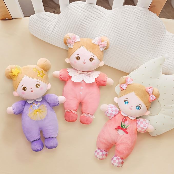 OUOZZZ Soft Baby Doll for 1 Year Old Girl Gifts - Toys for 1 Year Old Birthday Christmas Plush Gift for Toddler Adorable First Doll Daisy Purple 10"