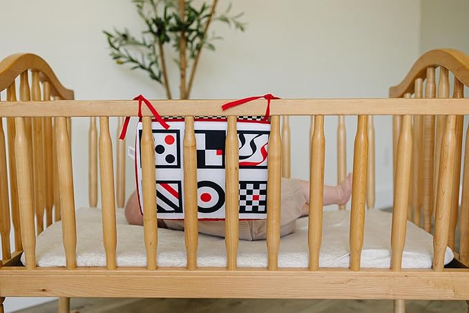 Genius Baby Toys Tummy Time Mirror for Babies 0-6 Months - Double-Sided with High Contrast Images - Baby Floor Mirror Can Be Used in Crib - No Hard Edges - Black White and Red