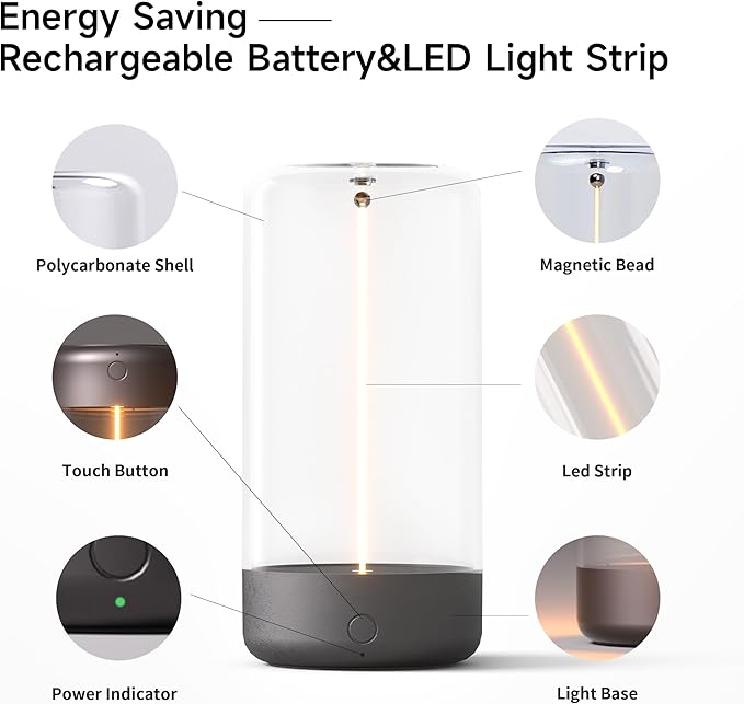 AUGE LIGHT Mini Minimalist Table Lamp Cordless LED Desk Lamp Rechargeable Modern Night Lights Portable Nightstand Lamps Unique Ambient Light Mood Lighting for Bedroom, Beside, Nursery