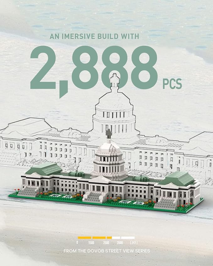 dOvOb Micro Mini Blocks United States Capitol Building Set, 2888 Pieces Bricks, 3D Puzzle Collection Model Kit as Gift for Adults or Kids