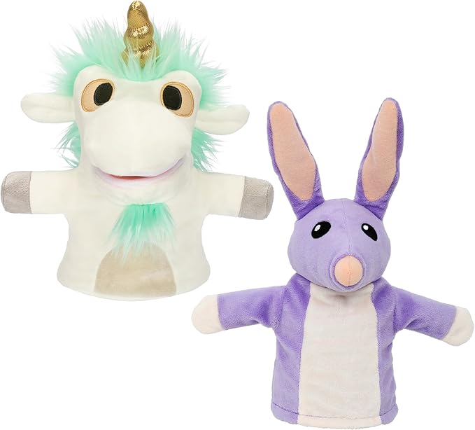 Bluey Unicorse and Bob Bilby Plush Puppet Pack of 2, 8-9”, Soft, Animal Puppets Made for Little Hands, Cuddly Puppets for Kids Ages 3+