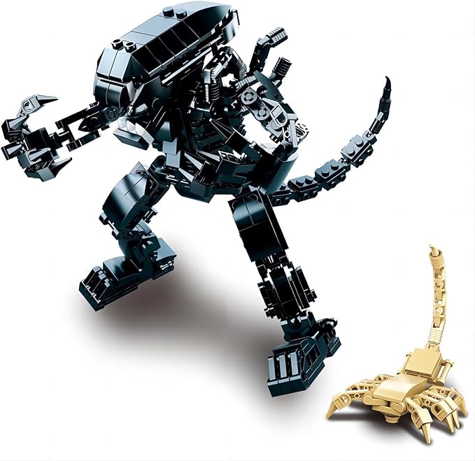 HIGH GODO Xenomorph Building Sets for Adult,442 Pieces Horror Action Figure Toy with Little Facehugger,Gifts for Boys Aged 8-14, Perfect for Birthdays, Christmases, Halloweens