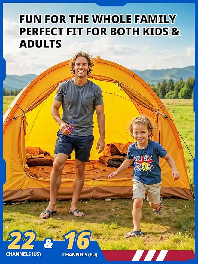 Walkie Talkies for Kids Rechargeable, Long Range 2 Way Radio, Outdoor Camping Games Toy Birthday Xmas Gift for Boys Age 7-12, 2 Pack