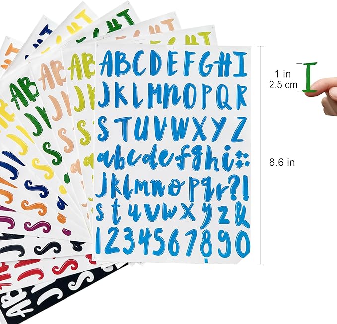 816 Pcs MEGA Pack Alphabet Stickers - 12 Vibrant Colors Letter Stickers, Complete ABCs & Numbers, Ideal for Mailbox Labels, Scrapbooking, Crafts, Learning & Organizing