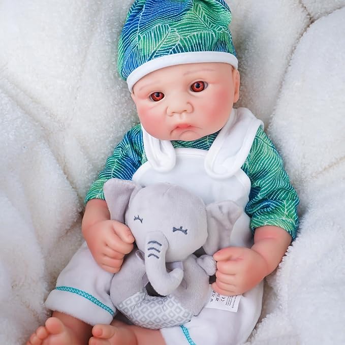 Boy 15 Inch, Full Silicone Baby Doll, Realistic Baby Dolls, Realistic Veins & Pose, Not Vinyl, Reborn Baby Dolls Silicone Full Body, Gift Set