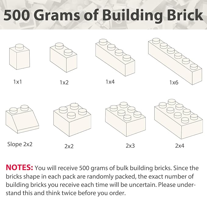 Bulk White Building Bricks, Classic Building Blocks Compatible with All Major Brands