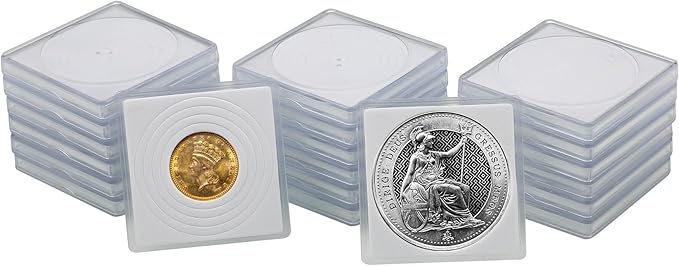Coin Snap Holders, 20 Pcs Silver Dollar Coin Holders, Clear Coin Capsules Cases for Collectors with 5 Sizes White Gasket 20/25/30/35/40mm, Plastic Storage Organizer Box for Coin Collection Supplies