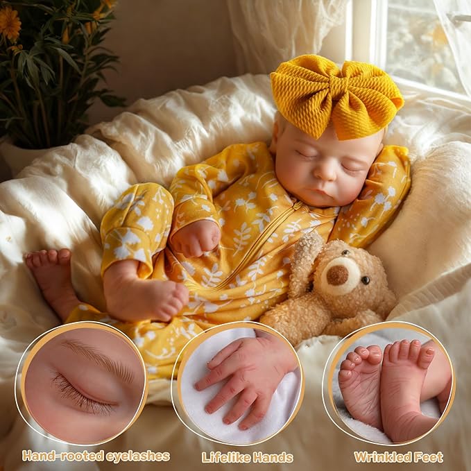 ADFO Lifelike Reborn Baby Dolls, 20 inch Realistic Newborn Real Life Baby Girl Dolls Soft Silicone Full Body Vinyl Girl Baby Dolls with Clothes and Toy Gift for Kids Age 3+