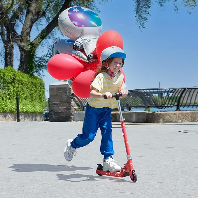 Jetson Jupiter Kids 2-Wheel Light-Up Kick Scooter, LED Lights on Handlebar, Stem, Wheels & Deck, Adjustable Handlebar, Rear Brake, Easy-Folding Mechanism, Ages 5+